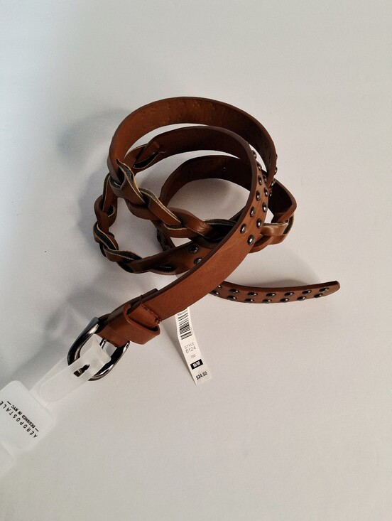 Aeropostale Accessories - 💎Aeropostale Womens Tan Narrow Braided Studded Belt Size Medium Y2K